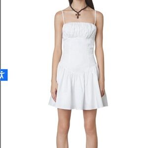 NIA - White Poplin drop waist corset mini dress